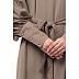 Elegant abaya with long cuff sleeves- Khaki